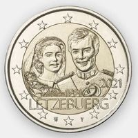 40-летие бракосочетания Герцога Анри и Герцогини Марии-Терезы (рельеф) 2 евро 2021 Люксембург