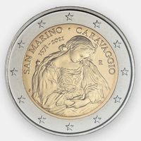 50-летию со дня рождения Караваджо 2 евро 2021 Сан-Марино