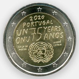 75 лет ООН 2 евро 2020 Португалия
