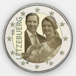 Рождение принца Чарльза (фото) 2 евро 2020 Люксембург