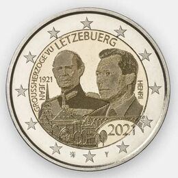 100 лет со дня рождения Великого Герцога Жана (фото) 2 евро 2021 Люксембург