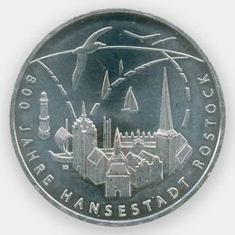 800 лет Ганзейскому городу Росток 20 евро 2018 Германия (сост. UNC)