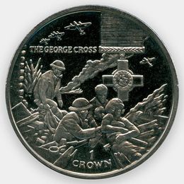 Георгиевский крест 1 крона 2005 Остров Мэн (сост. UNC)