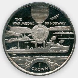 Военная медаль Норвегии 1 крона 2004 Остров Мэн (сост. UNC)