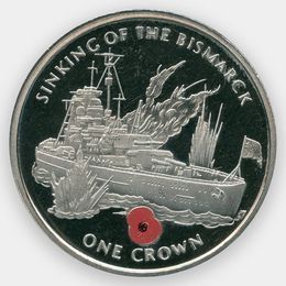 Крушение "Бисмарка" 1 крона 2004 Гибралтар (сост. UNC)