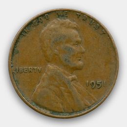 Линкольн 1 цент 1951 США (сост. Very Fine)