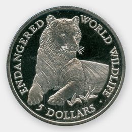 Тигр 5 долларов 1990 Острова Кука (сост. UNC)