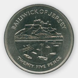 25 лет правления Королевы Елизаветы II 25 пенсов 1977 Джерси (сост. UNC)