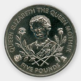 Королева-мать 5 фунтов 1995 Гернси (сост. UNC)