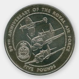 80 лет Королевским ВВС 5 фунтов 1998 Гернси (сост. UNC)