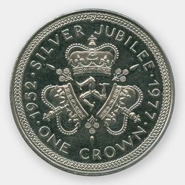 25 лет правления Королевы Елизаветы II 1 крона 1977 Остров Мэн (сост. UNC)