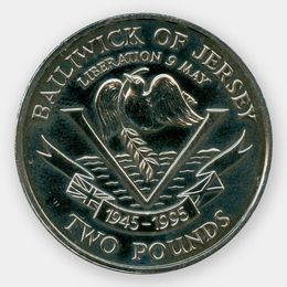 50 лет освобождению 2 фунта 1995 Джерси (сост. UNC)