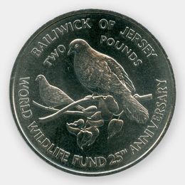 25 лет фонду дикой природы 2 фунта 1987 Джерси (сост. UNC)