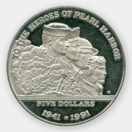 Герои Перл-Харбора 5 долларов 1991 Маршалловы Острова (сост. UNC)