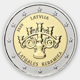 Латгальская керамика 2 евро 2020 Латвия