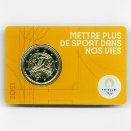 Олимпийские игры 2024 в Париже 2 евро 2021 Франция (жёлтый блистер)