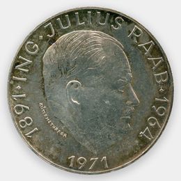 80 лет со дня рождения Юлиуса Рааба 50 шиллингов 1971 Австрия