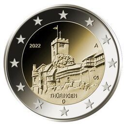 Тюрингия. Замок Вартбург 2 евро 2022 Германия (A)