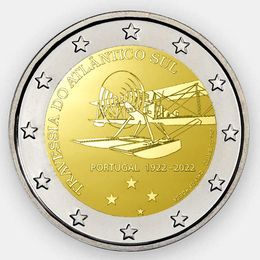 100 лет первому перелёту Южной Атлантики 2 евро 2022 Португалия
