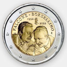 30 лет со дня смерти судей Джованни Фальконе и Паоло Борселлино 2 евро 2022 Италия