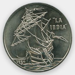 Парусники. La India 1 песо 1994 Куба (сост. UNC) 
