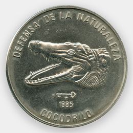 Кубинский крокодил - голова 1 песо 1985 Куба (сост. UNC)
