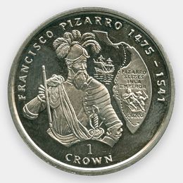 Франсиско Писарро 1 крона 2000 Остров Мэн (сост. Proof)