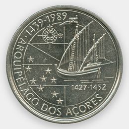 Открытие Азорских островов 100 эскудо 1989 Португалия 