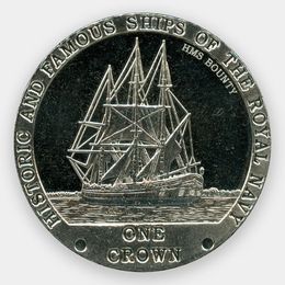 Корабли Королевского флота - HMS Bounty 1 крона 2008 Тристан-да-Кунья (сост. Proof)