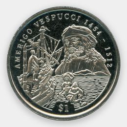 Америго Веспуччи 1 доллар 1999 Сьерра-Леоне (сост. Proof)