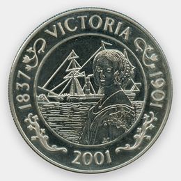 100 лет со дня смерти Королевы Виктории 50 пенсов 2001 Остров Святой Елены (сост. UNC)