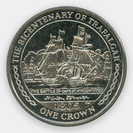 Трафальгарское сражение - Битва у мыса Сан-Висенте 1 крона 2005 Остров Мэн (сост. Proof)