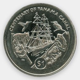 100 лет Панамскому каналу 1 доллар 2014 Британские Виргинские острова (сост. Proof)