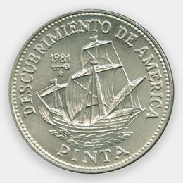 500 лет открытию Америки. Пинта 1 песо 1981 Куба (сост. UNC)