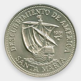 500 лет открытию Америки. Санта-Мария 1 песо 1981 Куба (сост. UNC)