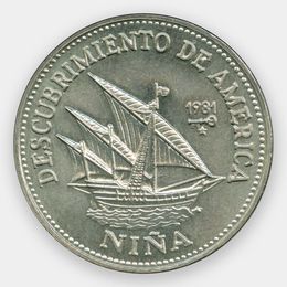 500 лет открытию Америки. Нинья 1 песо 1981 Куба (сост. UNC)