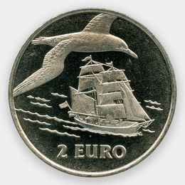 Внутренняя навигация. корабль и 1 чайка 2 евро 1997 Нидерланды (сост. Proof)
