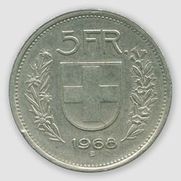 5 франков 1968 Швейцария (сост. Very Fine)
