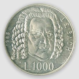 Европейский год музыки (Иоганн Себастьян Бах) 1000 лир 1985 Сан-Марино
