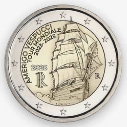 Америго Веспуччи 2 евро 2025 Италия
