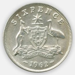 6 пенсов 1962 Австралия (XFine)