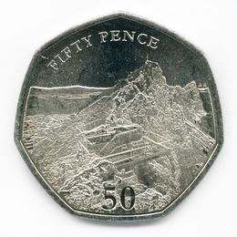 Стеклянная обзорная площадка Skywalk 50 пенсов 2020 Гибралтар (UNC)