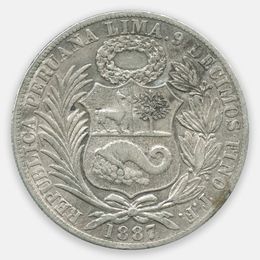 1 соль 1887 Перу (XFine)