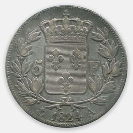 5 франков 1824 Франция (Very Fine)