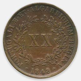 20 реалов 1848 Португалия (XFine)