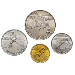 Набор монет Португалии Чемпионат мира по хоккею на роликах 1982 (4 монеты)