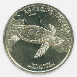 Коралловый риф. Морская черепаха Хоксбилл 50 колонов 2023 Коста-Рика (UNC)