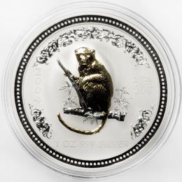 Год обезьяны Австралия 1 доллар 2004 (позолоченная обезьяна) (Proof)