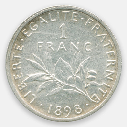 1 франк 1898 Франция (XFine)