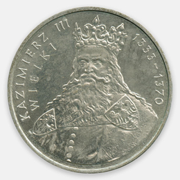 Король Казимир III Великий 100 злотых 1987 Польша (UNC)